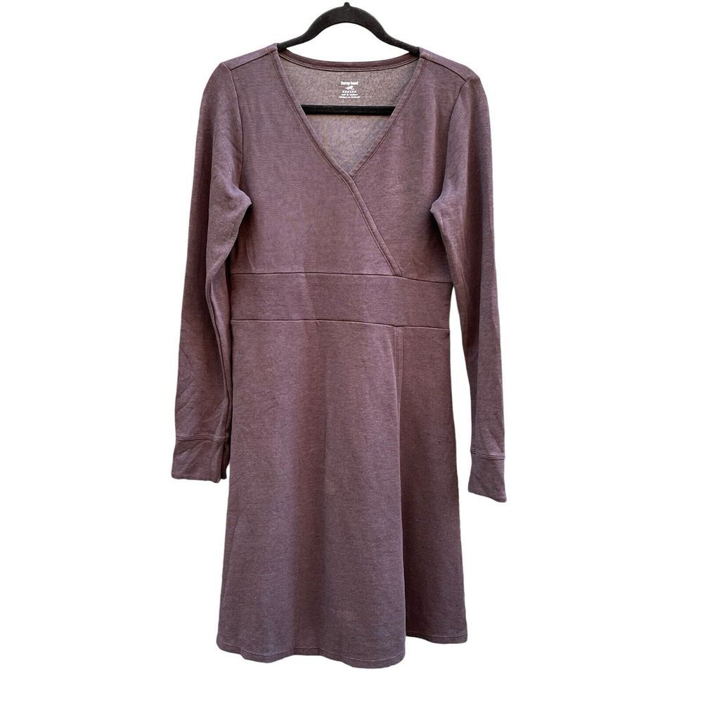 Toad& Co Finlay Dress Brown Surplice V neck Faux Wrap‎ Zipper Pocket , Medium